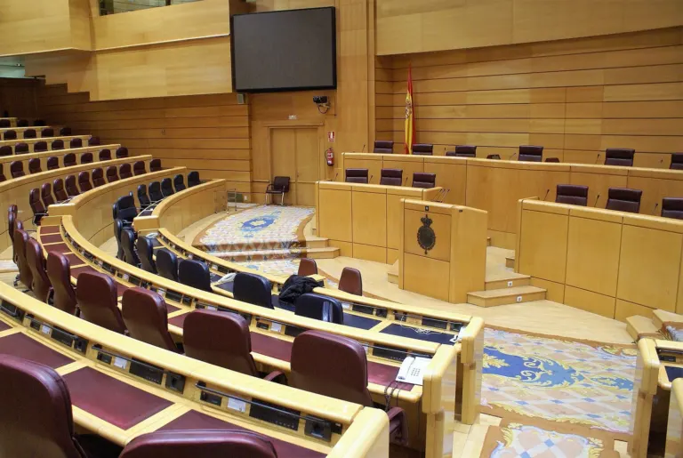 El hemiciclo del Senado, en Madrid, con los escaños vacíos
